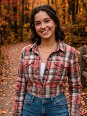 Classic and Cozy Tilley Coral Pink Plaid Button-Up Flannel Shirt - Size Small